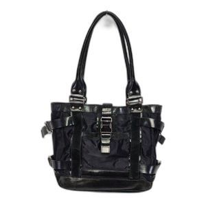 DKNY Black Nylon, Leather & Suede Purse Handbag with Buckle